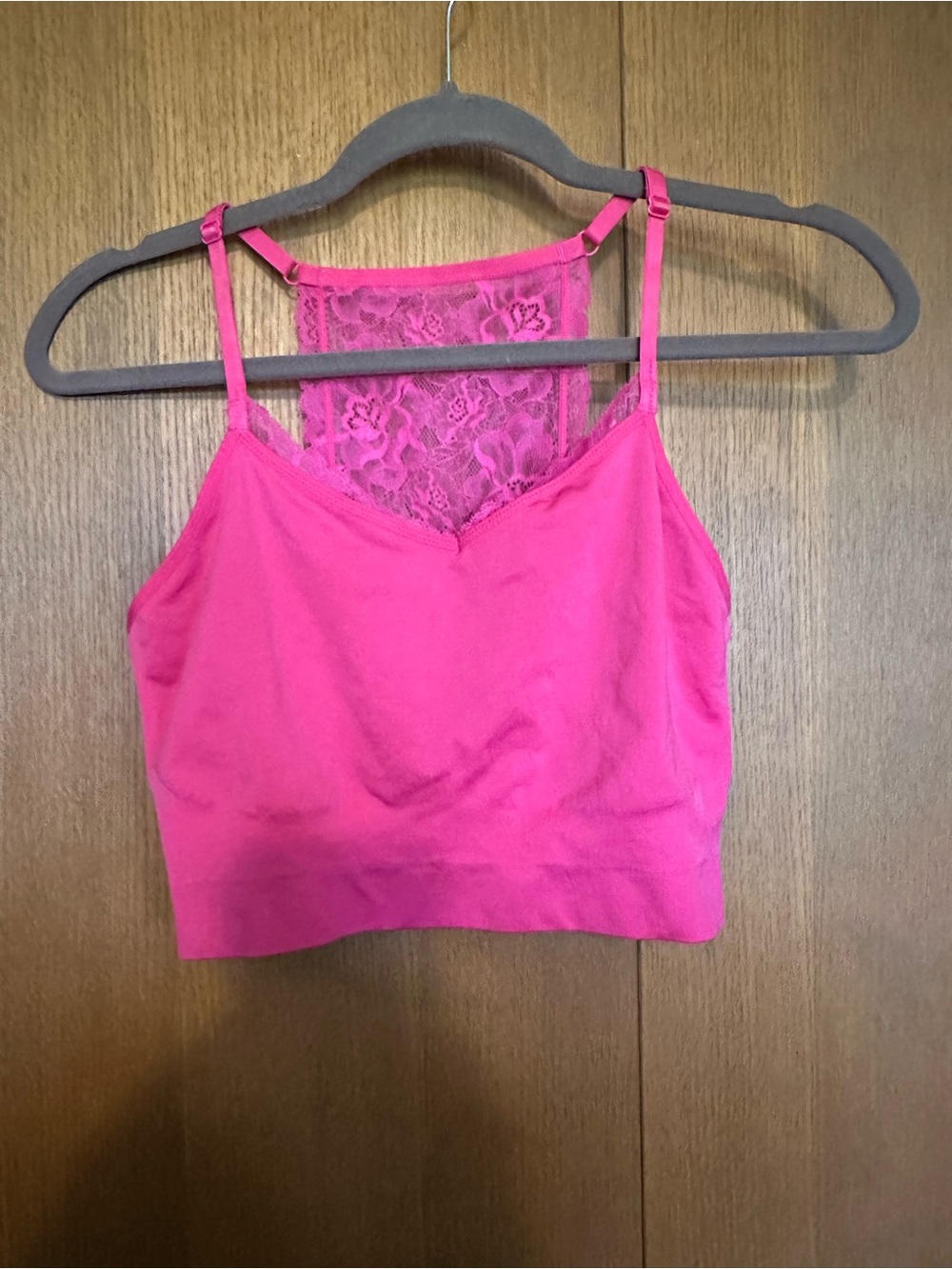 Cacique Hot Pink Lace-Back Bralette